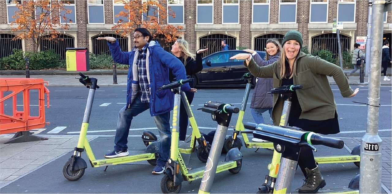 treasure hunt challenge with people on scooters