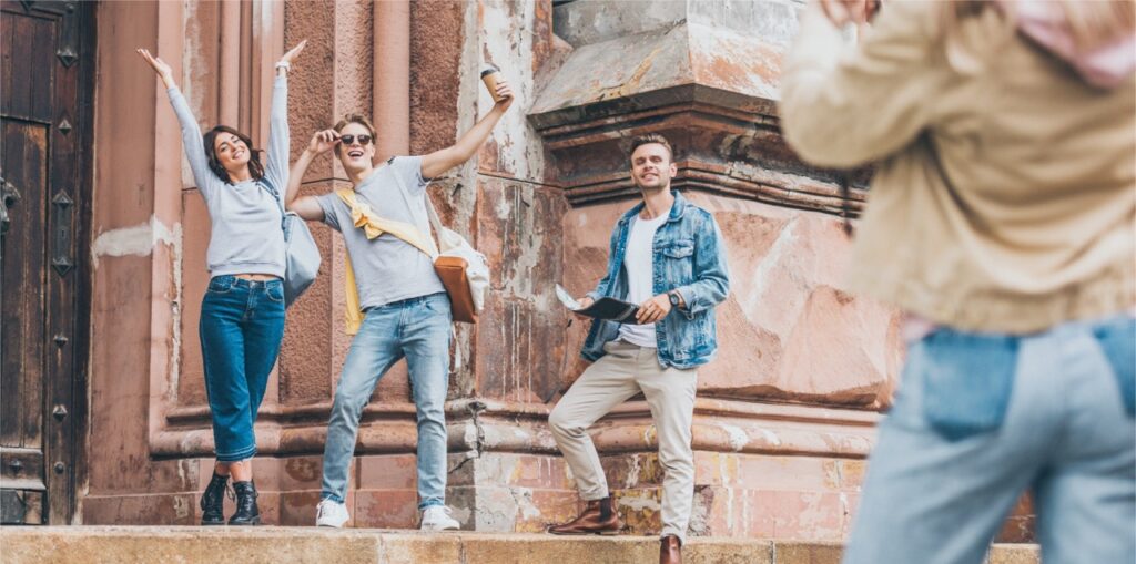 tourist taking photo outside cathedral