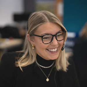 Woman smiling on the phone