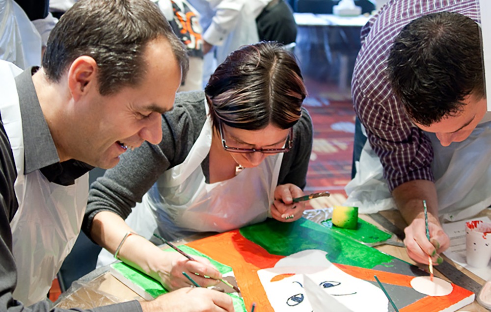 Group activity with people painting