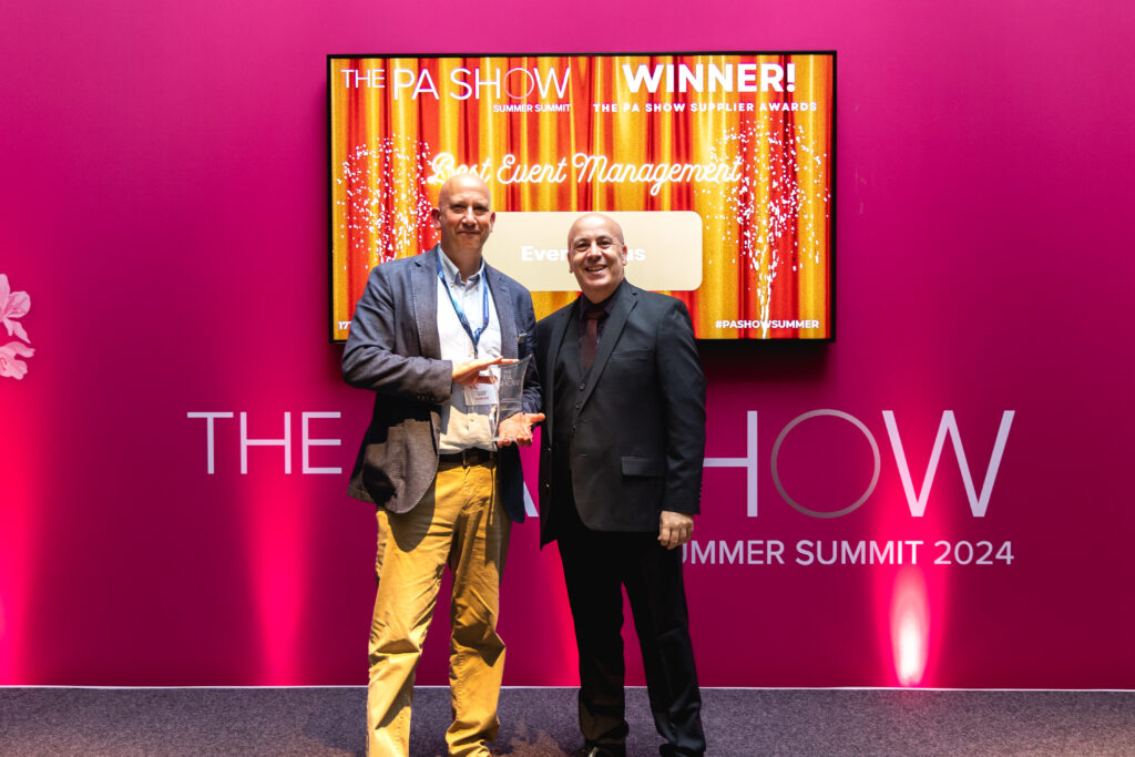 Sales Director Kieron collecting Best Event Management Award in London